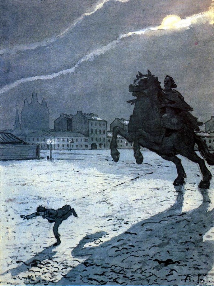 Frontispiece for A. S. Pushkin’s poem “The Bronze Horseman”. Alexander Nikolayevich BENOIS