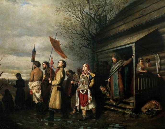 Religious Procession in a Village at Easter. Vasily PEROV