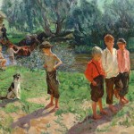 Troika (kids near river). Arkady Alexandrovich PLASTOV