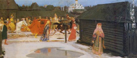 A Wedding Procession in Moscow (17th century). Andrei Petrovich RYABUSHKIN